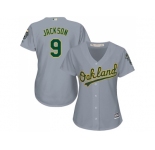 Women's Oakland Athletics #9 Reggie Jackson Grey Road Stitched MLB Jersey