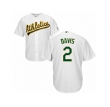 Youth Majestic Oakland Athletics #2 Khris Davis Authentic White Home Cool Base MLB Jersey