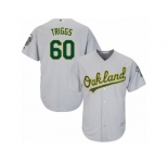 Youth Majestic Oakland Athletics #60 Andrew Triggs Authentic Grey Road Cool Base MLB Jersey