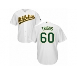 Youth Majestic Oakland Athletics #60 Andrew Triggs Authentic White Home Cool Base MLB Jersey