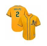 Youth Oakland Athletics #2 Tony Phillips Gold Cool Base Stitched MLB Jersey