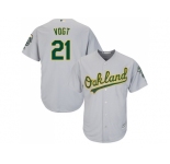 Youth Oakland Athletics #21 Stephen Vogt Grey Cool Base Stitched MLB Jersey