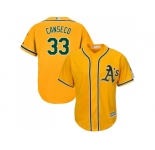 Youth Oakland Athletics #33 Jose Canseco Gold Cool Base Stitched MLB Jersey