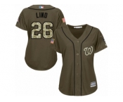 Women Majestic Washington Nationals #26 Adam Lind Authentic Green Salute to Service MLB Jersey