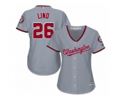 Women Majestic Washington Nationals #26 Adam Lind Replica Grey Road Cool Base MLB Jersey