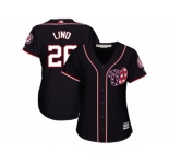 Women Majestic Washington Nationals #26 Adam Lind Replica Navy Blue Alternate 2 Cool Base MLB Jersey