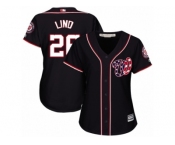 Women Majestic Washington Nationals #26 Adam Lind Replica Navy Blue Alternate 2 Cool Base MLB Jersey