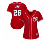 Women Majestic Washington Nationals #26 Adam Lind Replica Red Alternate 1 Cool Base MLB Jersey