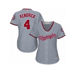 Women Majestic Washington Nationals #4 Howie Kendrick Replica Grey Road Cool Base MLB Jersey
