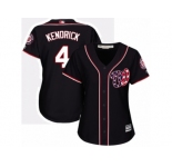 Women Majestic Washington Nationals #4 Howie Kendrick Replica Navy Blue Alternate 2 Cool Base MLB Jersey