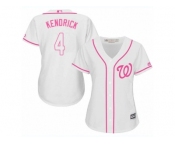 Women Majestic Washington Nationals #4 Howie Kendrick Replica White Fashion Cool Base MLB Jersey