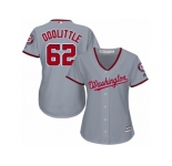 Women Majestic Washington Nationals #62 Sean Doolittle Replica Grey Road Cool Base MLB Jersey