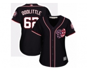 Women Majestic Washington Nationals #62 Sean Doolittle Replica Navy Blue Alternate 2 Cool Base MLB Jersey