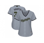 Women Washington Nationals #34 Bryce Harper Grey 2018 Memorial Day Cool Base Stitched MLB Jersey