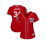 Women Washington Nationals #34 Bryce Harper Majestic Scarlet 2018 Spring Training Cool Base Player Jersey
