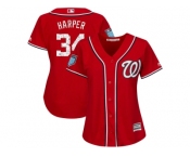 Women Washington Nationals #34 Bryce Harper Majestic Scarlet 2018 Spring Training Cool Base Player Jersey