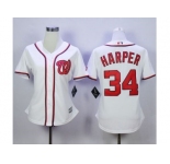 Women Washington Nationals #34 Bryce Harper White Fashion Stitched MLB Jersey