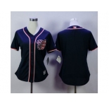 Women Washington Nationals Blank Navy Blue Alternate 2 Stitched MLB Jersey