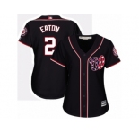 Women's Majestic Washington Nationals #2 Adam Eaton Authentic Navy Blue Alternate 2 Cool Base MLB Jersey