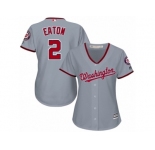 Women's Majestic Washington Nationals #2 Adam Eaton Replica Grey Road Cool Base MLB Jersey