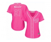 Women's Majestic Washington Nationals #27 Shawn Kelley Replica Pink Fashion Cool Base MLB Jersey