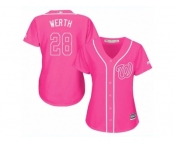 Women's Majestic Washington Nationals #28 Jayson Werth Replica Pink Fashion Cool Base MLB Jersey