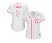 Women's Majestic Washington Nationals #3 Michael Taylor Replica White Fashion Cool Base MLB Jersey