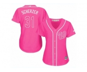 Women's Majestic Washington Nationals #31 Max Scherzer Replica Pink Fashion Cool Base MLB Jersey
