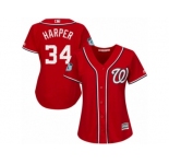 Women's Majestic Washington Nationals #34 Bryce Harper Authentic Scarlet 2017 Spring Training Cool Base MLB Jersey