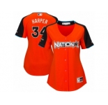 Women's Majestic Washington Nationals #34 Bryce Harper Replica Orange National League 2017 MLB All-Star MLB Jersey