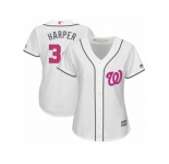 Women's Majestic Washington Nationals #34 Bryce Harper Replica White Mother's Day Cool Base MLB Jersey