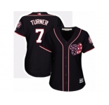 Women's Majestic Washington Nationals #7 Trea Turner Replica Navy Blue Alternate 2 Cool Base MLB Jersey