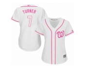 Women's Majestic Washington Nationals #7 Trea Turner Replica White Fashion Cool Base MLB Jersey