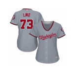 Women's Majestic Washington Nationals #73 Adam Lind Replica Grey Road Cool Base MLB Jersey
