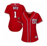 Women's Washington Nationals #1 Wilmer Difo Authentic Red Alternate 1 Cool Base 2019 World Series Bound Baseball Jersey