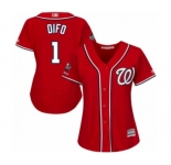 Women's Washington Nationals #1 Wilmer Difo Authentic Red Alternate 1 Cool Base 2019 World Series Champions Baseball Jersey