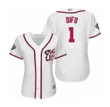 Women's Washington Nationals #1 Wilmer Difo Authentic White Home Cool Base 2019 World Series Bound Baseball Jersey