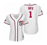 Women's Washington Nationals #1 Wilmer Difo Authentic White Home Cool Base 2019 World Series Champions Baseball Jersey