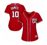 Women's Washington Nationals #10 Yan Gomes Authentic Red Alternate 1 Cool Base 2019 World Series Champions Baseball Jersey