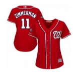 Women's Washington Nationals #11 Ryan Zimmerman Authentic Red Alternate 1 Cool Base 2019 World Series Champions Baseball Jersey