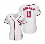 Women's Washington Nationals #11 Ryan Zimmerman Authentic White Home Cool Base 2019 World Series Bound Baseball Jersey