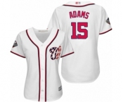 Women's Washington Nationals #15 Matt Adams Authentic White Home Cool Base 2019 World Series Bound Baseball Jersey