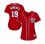 Women's Washington Nationals #19 Anibal Sanchez Authentic Red Alternate 1 Cool Base 2019 World Series Champions Baseball Jersey