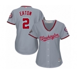 Women's Washington Nationals #2 Adam Eaton Authentic Grey Road Cool Base 2019 World Series Bound Baseball Jersey