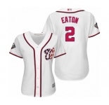 Women's Washington Nationals #2 Adam Eaton Authentic White Home Cool Base 2019 World Series Bound Baseball Jersey