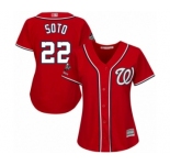 Women's Washington Nationals #22 Juan Soto Authentic Red Alternate 1 Cool Base 2019 World Series Champions Baseball Jersey