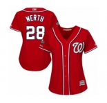 Women's Washington Nationals #28 Jayson Werth Authentic Red Alternate 1 Cool Base 2019 World Series Champions Baseball Jersey