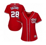 Women's Washington Nationals #28 Kurt Suzuki Authentic Red Alternate 1 Cool Base 2019 World Series Bound Baseball Jersey