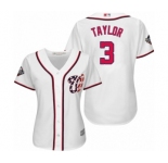 Women's Washington Nationals #3 Michael Taylor Authentic White Home Cool Base 2019 World Series Bound Baseball Jersey