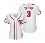 Women's Washington Nationals #3 Michael Taylor Authentic White Home Cool Base 2019 World Series Champions Baseball Jersey